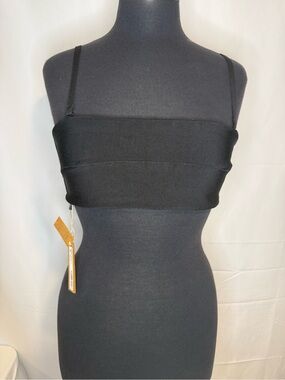 SKIMS Knit Swim Bandeau Bikini Top Onyx Black Size L